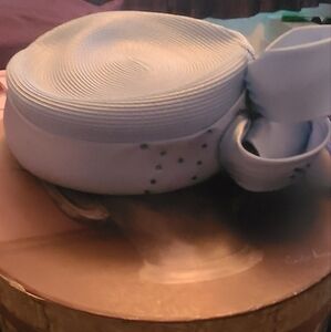 Light Blue Ceramic Vase with Ribbon Detail